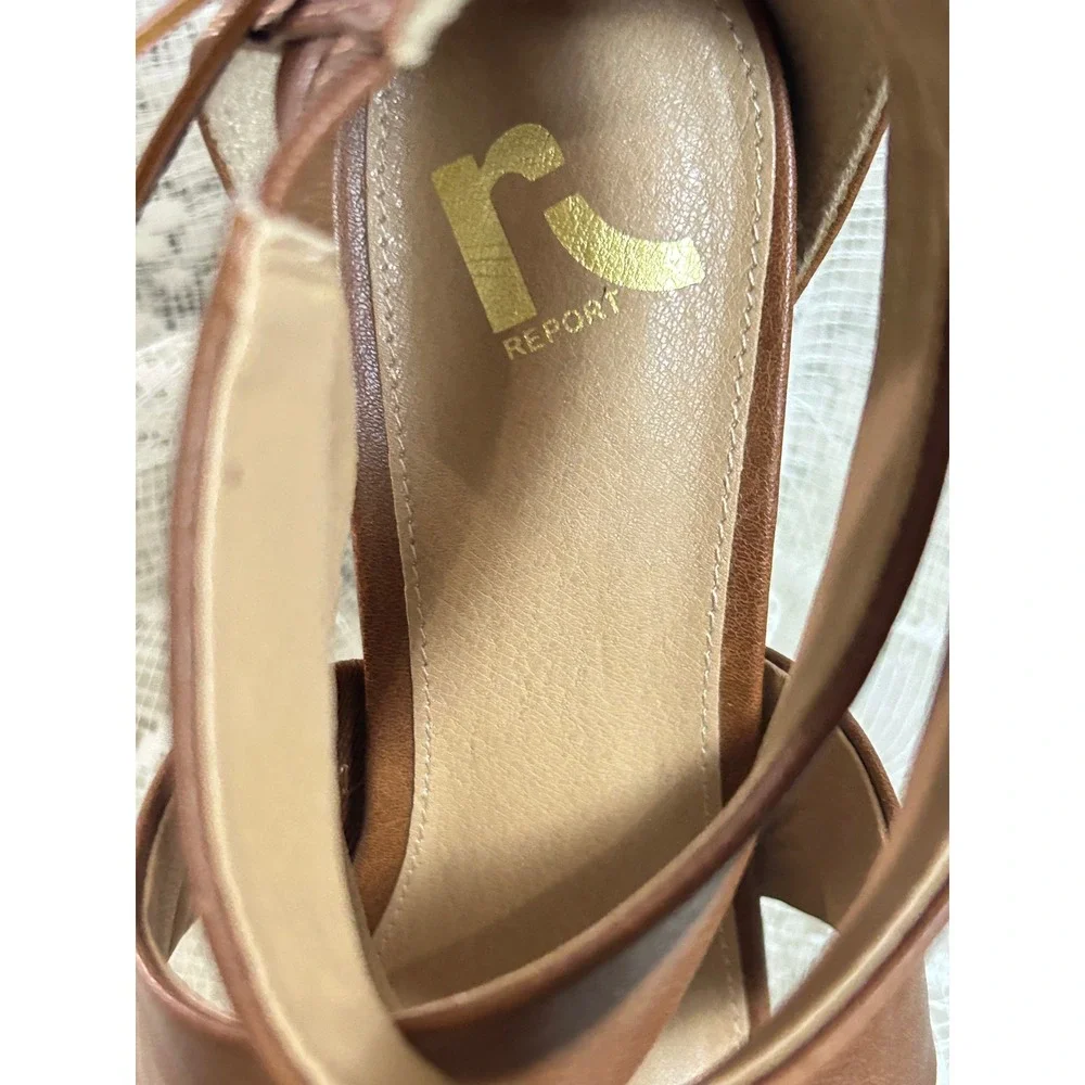 Report Women's Tan Crisscross Strappy Wedge‎ Platform Sandals Size 9W